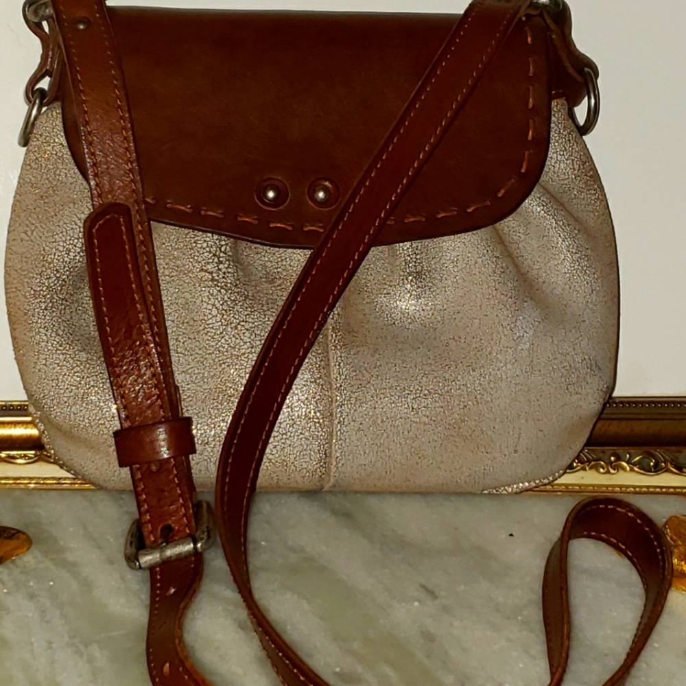 Vin Baker Gold Metallic Leather Crossbody